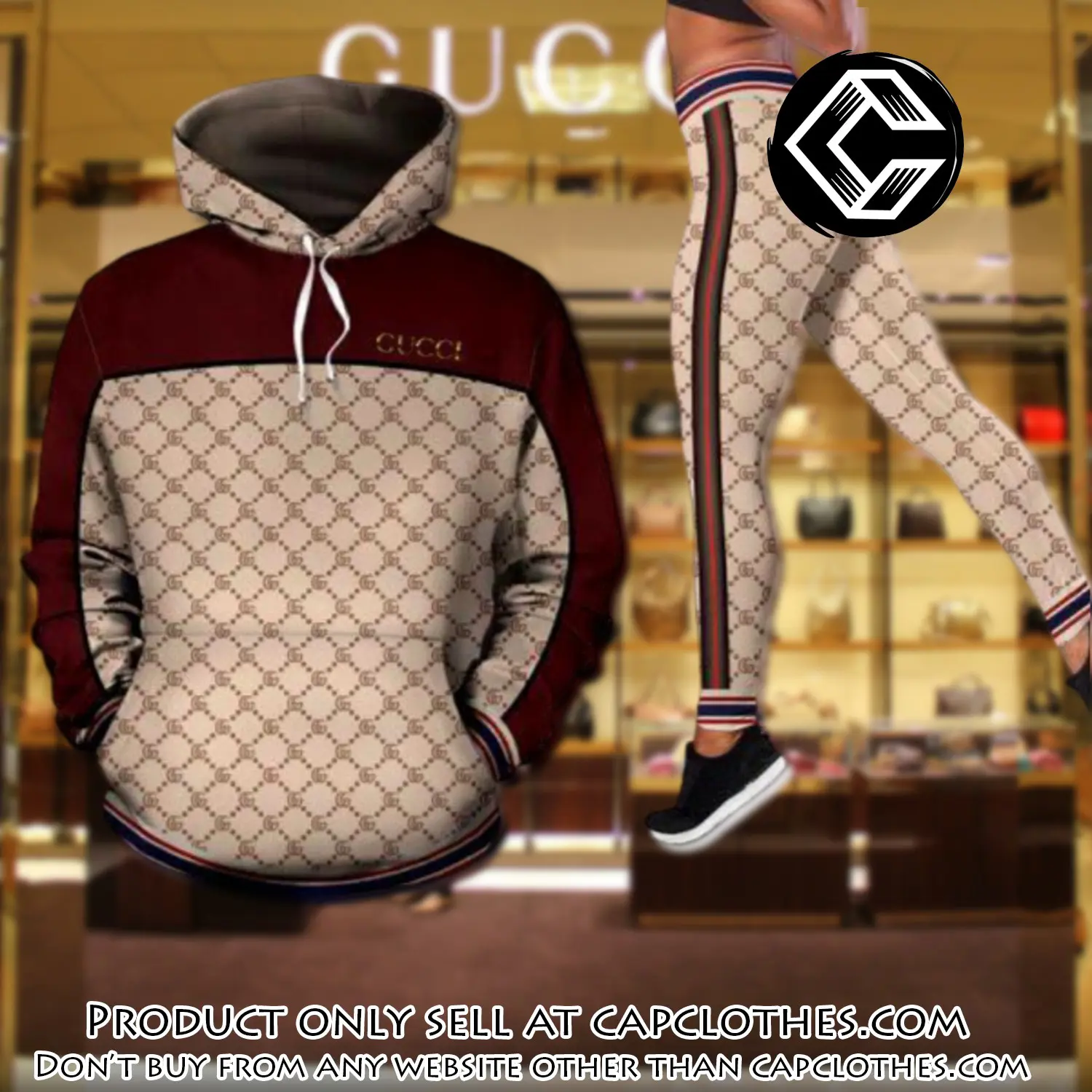 Gucci red hoodie legging set luxury for women cc5132987